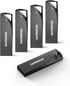 8GB USB Flash Drive, 5 Pack Waterproof Metal USB Memory Stick Slim USB 2.0 Flash Drive, Portable Thumb Drive Pen Drive with Keychain Hole, Stylish...