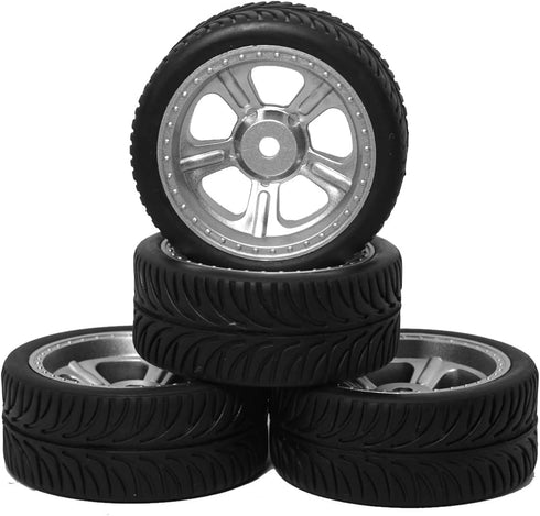 ShareGoo OD 2.55" RC 12mm Hex Plastics Wheel Rims & Rubber Tires Tyre for RC 1/10 On-Road Touring Racing Drift Car...