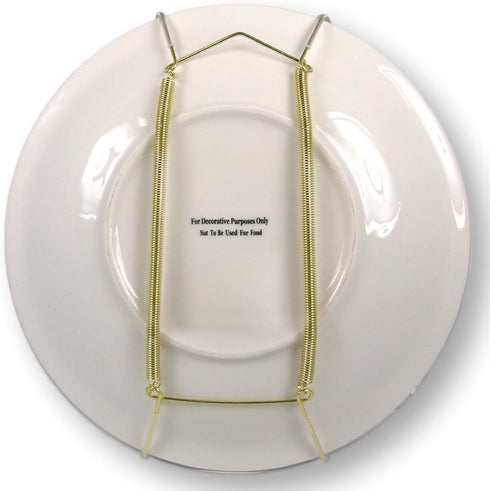 Brass Vinyl Coated Plate Hangers - 10 to 14 Inch - Set of 4 Pcs - Clear Vinyl Sleeves - Hook and Nail Included - Pack of 4 - Plate Hangers for The...