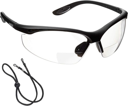 voltX 'CONSTRUCTOR' BIFOCAL Reading Safety Glasses (CLEAR +3.0 Dioptre) ANSI Z87.1+ & CE EN166F, certified/Cycling Sports Glasses includes safety ...