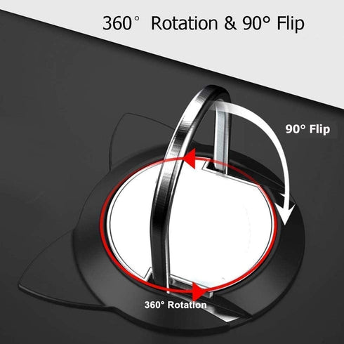 Cat Cell Phone Ring Holder Stand for Magnetic Car Mount,Rotating Phone Finger Ring Holder Grip Pop Kickstand for Smartphones(3 Pack Red Gold Black...