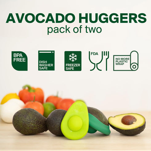 Food Huggers Avocado Huggers 2pc Silicone Reusable Avocado Savers with Pit Storage | BPA Free, Dishwasher Safe Holder | Large & Small Set...
