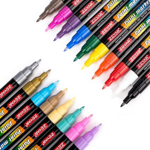 ZEYAR Premium Acrylic Paint Pen, Water Based, Extra Fine Point, 18 Colors, Odorless, Acid Free and Safe, Opaque Ink, Environmental Friendly, AP Ce...