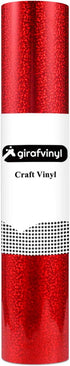 GIRAFVINYL Holographic Red Glitter Vinyl, -12” X 6ft Red Glitter Permanent Vinyl for Tumbler, Home and Car Decorations...