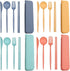 Plastic Travel Utensils, 4 Sets Camping Utensils Plastic Spoons and Forks Set Plastic Silverware, Portable Reusable Utensils Set with Case for Pic...
