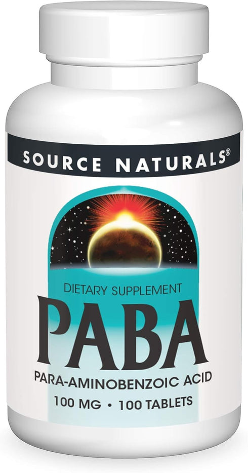Source Naturals PABA - Para-Amino Benzoic Acid, 100 mg Dietary Supplement - 100 Tablets...
