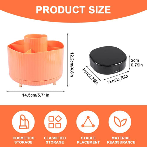 360 Rotating Makeup Brush Organizer, 5 Grids Makeup Brush Holder with Makeup Brush Cleaning Box, for Cosmetics, Nail Polish, Desk Storage Containe...