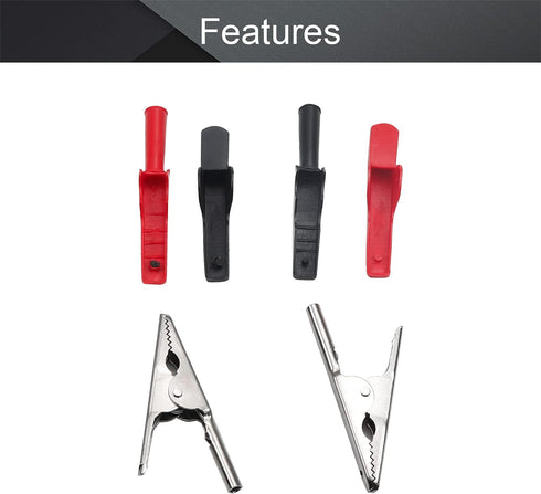 Fielect 2Pcs Alligator Clips 32A Full Insulated Crocodile Clips Clamp with 4mm Banana Jack Plug for Automotive Car Battery Electrical Testing Gree...