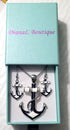 Silvertone Nautical Anchor Pendant Necklace and Earring Set 24" Chain...