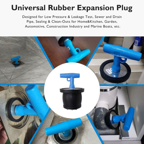 Mechanical Test, Seal & Cleanout Pipe Plug, 2-1/16" to 2-9/16" Expandable Rubber Plug Sewer Cleanout Cap Cover for DWV Testing, Boat Handle Drain ...