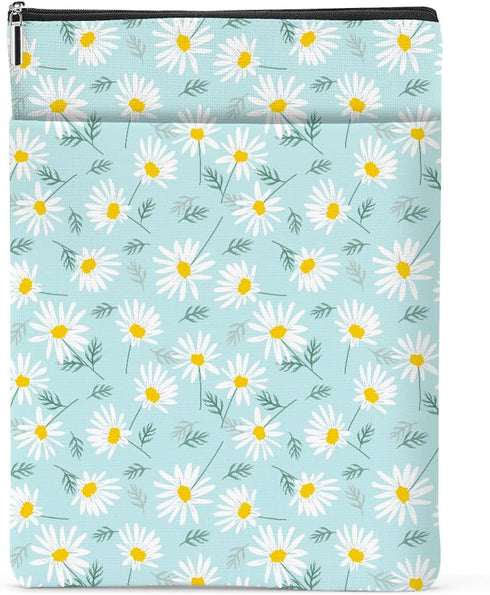 Daisy Pattern Book Lovers Gifts Waterproof Book Sleeve Book Pouch Book Protector with Zipper and Front Pocket BookCover Case for Women Girl Reader...