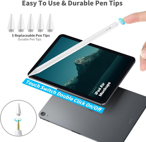 Stylus Pen for iPad Pencil 2.5X Faster Charging Low Latency Compatible with (2018-2025) Apple iPad 11-inch (A16)/10.2-Inch, Air 11-inch M3/M2/4/5t...