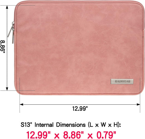 RAINYEAR 13 Inch Laptop Sleeve PU Suede Leather Case Water Resistant Cover Carrying Bag Compatible with 2021 2022 MacBook 13.6" M2 A2681 13.3" A23...