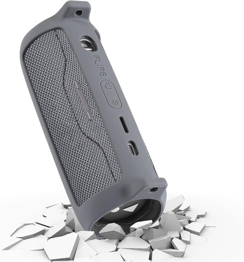 co2CREA Soft Silicone Case Replacement for JBL Flip 6 Portable Bluetooth Speaker (Grey Case)...