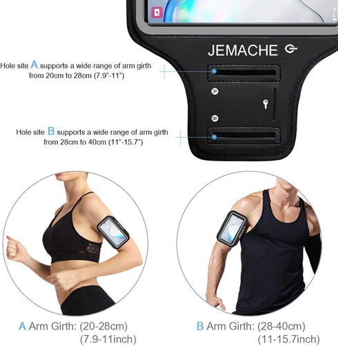 Galaxy Note 10+, 9, 8 Armband, JEMACHE Gym Run Workout Water Resistant Arm Band Case for Samsung Galaxy Note 8/9/10 Plus with Key Holder (Black)...