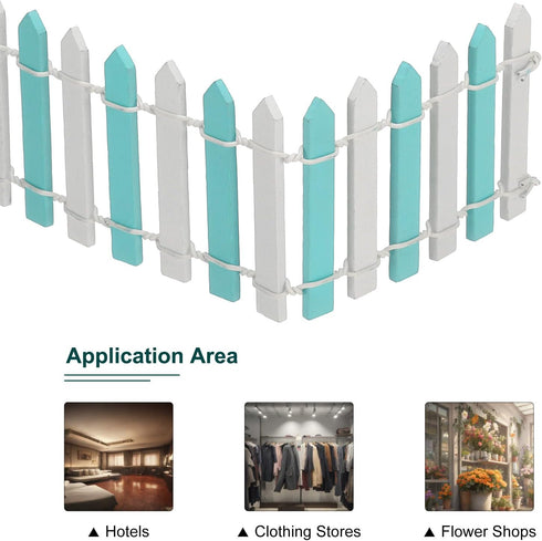 MECCANIXITY 4pcs 35 Inch Miniature Garden Fence, Mini Ornament Wood Picket Fence Decorative for Dollhouse Home DIY Crafts, Light Blue White, Light...