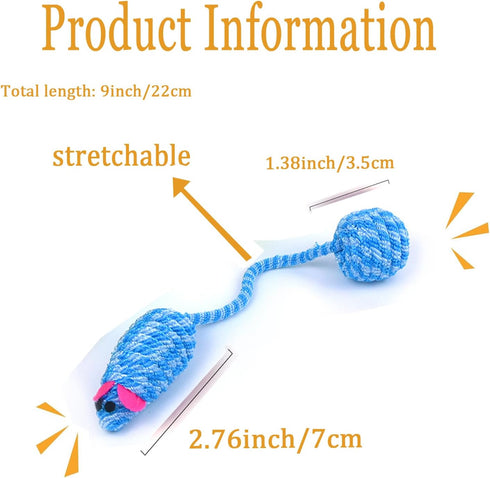 3Pcs Cat Mouse Toy Sounding Mouse and Cat Toy Mice Shape Kitten Toys for Indoor Cats Kittens Cat Chew Toy Interactive Squeaky Mouse Cat Ball Toy P...