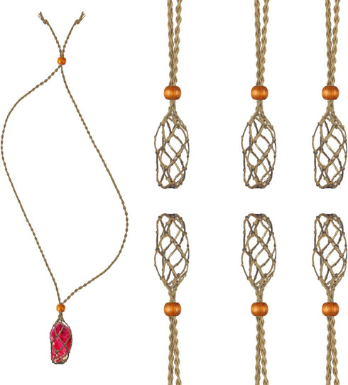 T-MILES 6 PCS Crystal Necklace Cord Empty Stone Holder Empty Necklace Holder Quartz Crystal Stone Necklace Cord with Adjustable Length for DIY Jew...