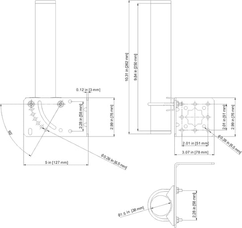 1.5" Diameter Antenna Mount Pole Bracket to Wall for Outside Antenna Weather Station 10" Length Universal Antenna Mast Mounting Pole Clamp Adjusta...