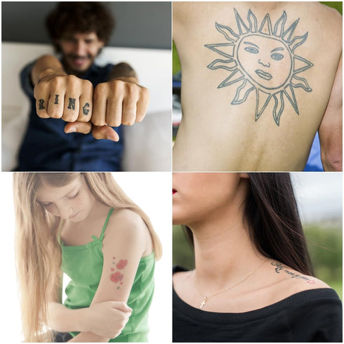 Temporary Tattoo Markers for Skin, 10 Body Markers Make Bold and Fine Lines, Cosmetic Quality + 40 Large Tattoo Stencils for Kids and Adults, Dual...