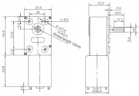 Worm Gear Motor DC 12V Gear Reduction Motor High Torque Worm Geared Box with Encoder Srong Self Locking Electric Motor(30RPM)...