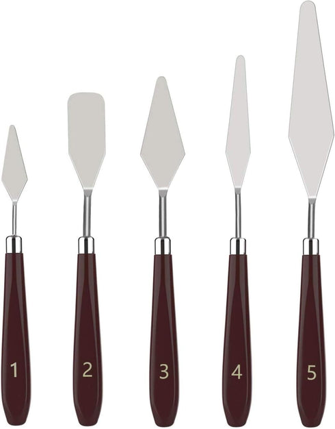 KELIFANG 5 Pieces Painting Knives Stainless Steel Palette Knife Set, Paint Scraper Oil Paint Accessories for Oil Painting, Acrylic Painting, Color...