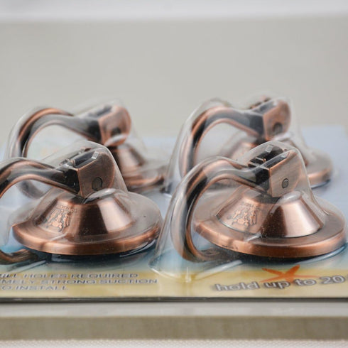 Suction Cup Hooks, 4-Pack Vacuum Wreath Hangers for Flat Smooth Wall Surface, Copper...