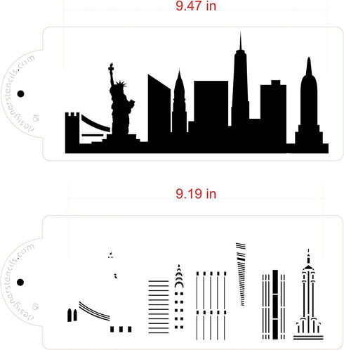 New York City Detailed Skyline Cake Stencil Side C1000 by Designer Stencils...