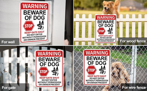 Beware of Dog Signs for Fence, 13"x9.9" Do Not Enter Sign, Reflective Tin Sign Great for Home Garden Fence Door Wall Decor...
