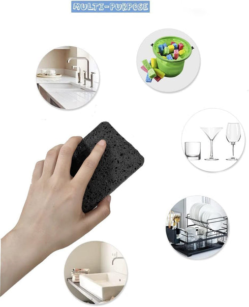 12 - Pack Non-Scratch Scrub Sponges - Sponges for Dishes and Washing Dishes, Cleaning Sponges for Kitchen Home and More?Black?...