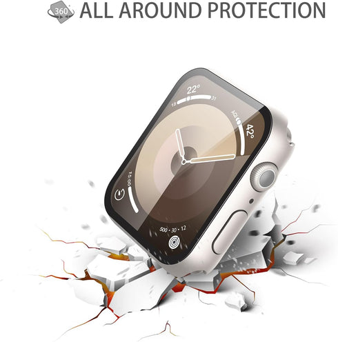 Misxi 2 Pack Hard PC Case with Tempered Glass Screen Protector Compatible with Apple Watch Series 9 Series 8 Series 7 41mm, Anti-Drop Scratch Resi...