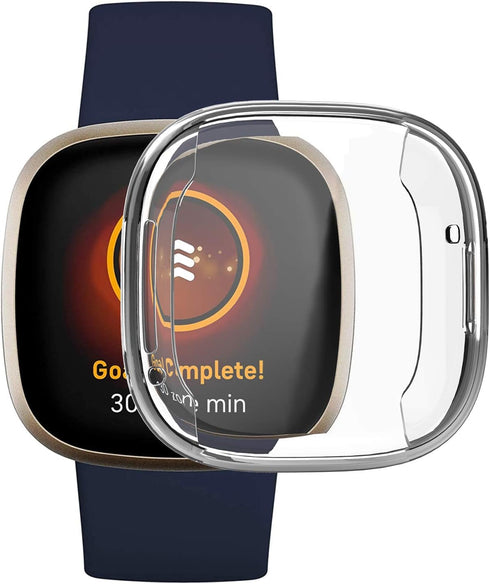 6 Packs Case Compatible with Fitbit Sense/Fitbit Versa 3 Screen Protector, NAHAI All Around Ultra Thin Plated Bumper Shell Scratch-Resist Cover fo...