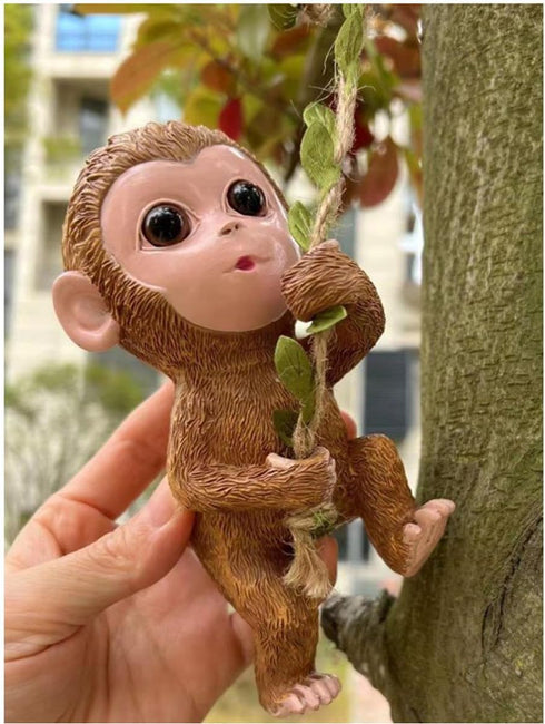 Climbing Monkey Tree Hugger Garden Monkey Statue Resin Animal Sculpture Yard Decor for Outside, Funny Tree Climber Figurine Outdoor Patio Lawn Dec...