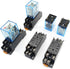 BULUSHI 4Pcs MY2N-J AC110/120V 5A Coil Red Indicator Light 35mm DIN Rail DPDT 8Pins Electromagnetic General Purpose Power Relay + Socket Base......