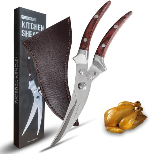 Poultry Shears,NELISPLAN Kitchen Shears Heavy Duty Poultry Metal Premium Kitchen Scissors With Safety Lock For Chicken, Bones, Turkey, Meat, Fish,...