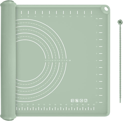 Silicone Baking Mat 24" x 16", Extra Thick Dough Rolling Mat with Measurements and Edge Heightening, Non-stick Food Grade Silicone Pastry Mat for ...