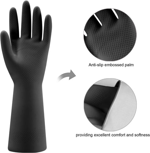 Bamllum 4 Pairs Rubber Kitchen Dishwashing Gloves - Reusable Household Cleaning Gloves for Washing Dishes and Cleaning Tasks, Flexible Long-lastin...