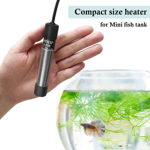 HITOP Mini Submersible Aquarium Heater - 25W 50W 100W 200W 300W Small Heater for Fish Tank 1-70 Gallon with Controller (25W)...