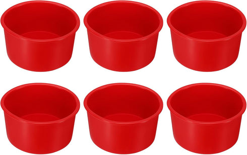 6 Pcs Round Cake Pans 4" Nonstick Quick Release Silicone Cake Mould Bakeware Tools for Baking Cupcakes Bread Pizza, Red...