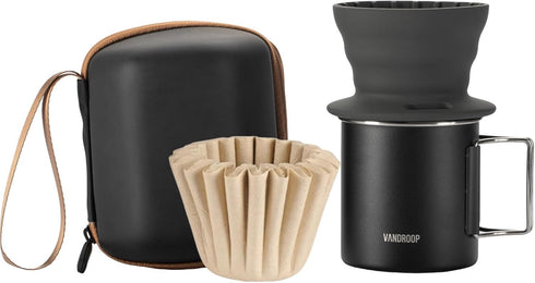Portable Pour Over Coffee Maker Set, Silicone Collapsible Coffee Dripper Set, Reusable Single Cup Maker Set with 10 Filter Paper (1-2 Cup) (Gray)...