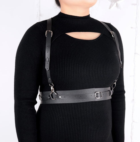 50.5IN Plus Size Belt Leather Harness Belt Adjustable Body Harness...