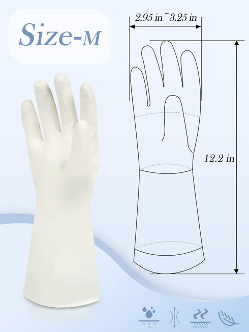 Cleanbear Cleaning Gloves Latex Free Rubber Gloves Reusable Lightweight and Durable Set of 3 with 2 Pairs of Gray Gloves and 1 Pair of White (12 I...