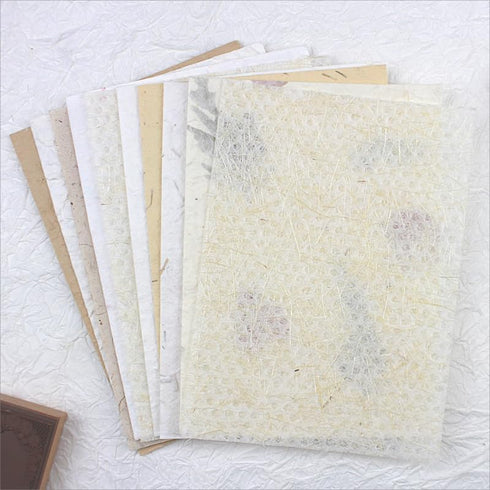 Textured Handmade Paper Sheets for Crafts, A5 Thick Rough Mulberry Recycled Scrapbook Papers for Card Making, Mixed Media, Embossed, DIY Junk Jour...
