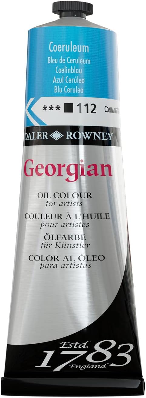 Daler Rowney Georgian Oil Paint Coeruleum 225ml Tube - Art Paints for Canvas Paper and More - Oil Painting Supplies for Artists and Students - Art...