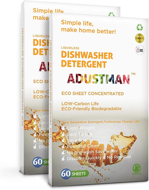 Dishwasher Detergent Sheets Fresh Breeze 120 Loads 2 Pack Liquid-less Convenient Pods Pacs Powder Earth-friendly...