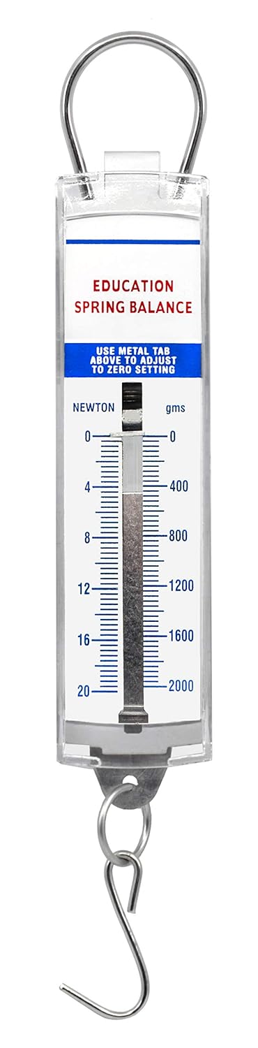 EISCO Premium Spring Balance, 0-2000g / 0-20N - High Resolution, Dual Transparent Scale, Newtons & Grams - Zero Calibration Capability - Acrylic B...