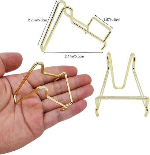 Rock Display Stand Gold Metal Easel Stands Crystals Holder for Display Collectibles Crystals, Rocks, Geodes, Heart Stones, Mineral Agate Fossil , ...