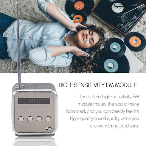 Music Player, Mini Speaker Music Player Portable FM Radio Stereo PC Fashion Support Card and U Disk(Black)...