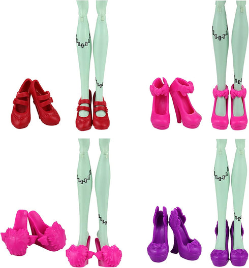 Barwa 10 Pairs Doll Shoes Accessories for Doll Fashion High Heels Sandals Boots Shoes Pack...