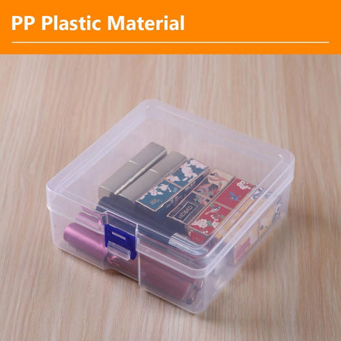 3 Pcs Clear Plastic Organizer Box Plastic Storage Box Medium Square Containers for Pencil Case Art Satchel Fishing Tackle DIY Crafts Tools (5.75" ...